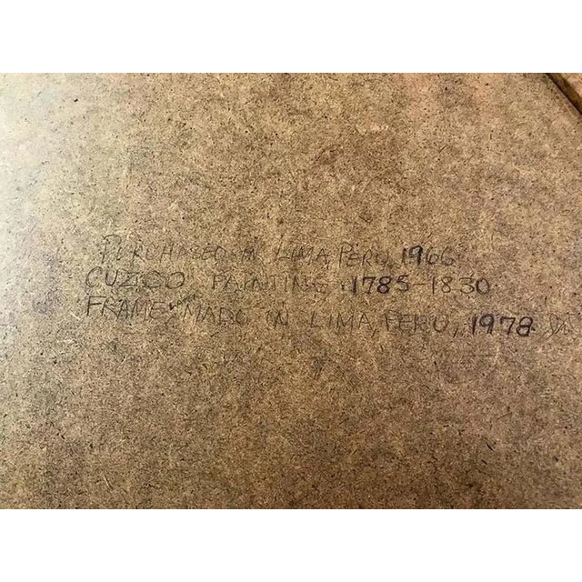 Wood Framed Antique Spanish Colonial Painting Cuzco School For Sale - Image 7 of 10