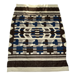 1950's Geometric Design Hand Woven Natural Wool Guatemalan Blanket