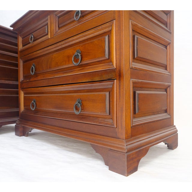 Pair of Solid Mahogany Raised Panel Heavy Built 4 Drawer Bachelor Chests Dresser MINT