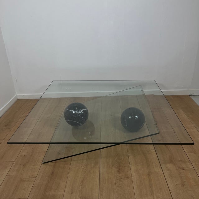 Asymmetrical Coffee Table in Glass and Marble from Roche Bobois, 1980s For Sale - Image 3 of 18