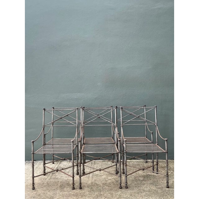 Mid 20th Century Vintage Target Back Wrought Iron Dining Chairs - Set of 6 For Sale - Image 5 of 12