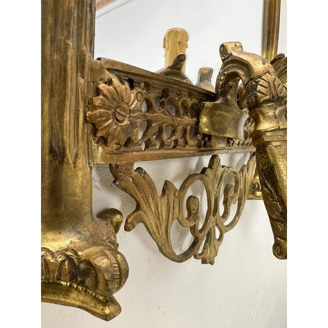 Louis XVI French Bronze Mirror with Sconces, 1890s For Sale - Image 11 of 16