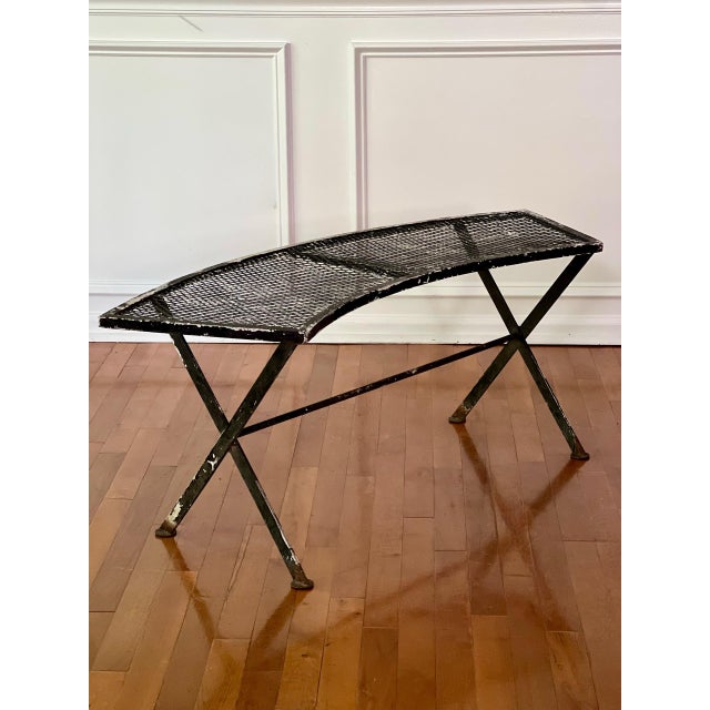 1960s Pair of Salterini Attributed Black Wrought Iron Curved Garden Patio Benches For Sale In Philadelphia - Image 6 of 12