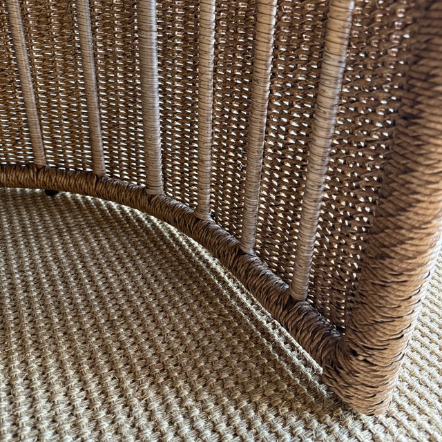 Outdoor Woven Rope Dining Chairs With Seat Cushions For Sale - Image 9 of 10