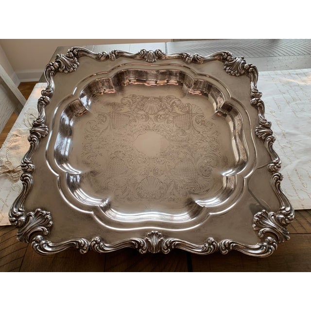 Metal Vintage Large W&S Blackinton Chased Scroll & Drape Silverplate Entree Serving Dish For Sale - Image 7 of 13