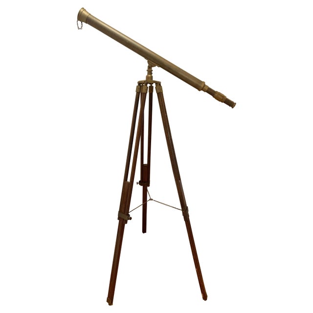 Telescope with Adjustable Wooden Legs and Patinated Brass Hardware For Sale - Image 13 of 13