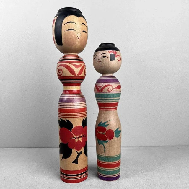 Vintage Dento Kokeshi Figurines by Abo Masafumi and Abo Muchihide, 1970s, Set of 2 For Sale - Image 3 of 10