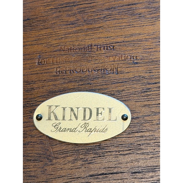 Brown Late 20th Century Pair of Kindel Mahogany Round Side Tables With Floral Inlay For Sale - Image 8 of 8