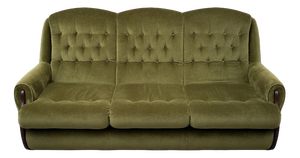 Mid-Century Green Velvet and Wood 3-Seater Sofa, 1960s