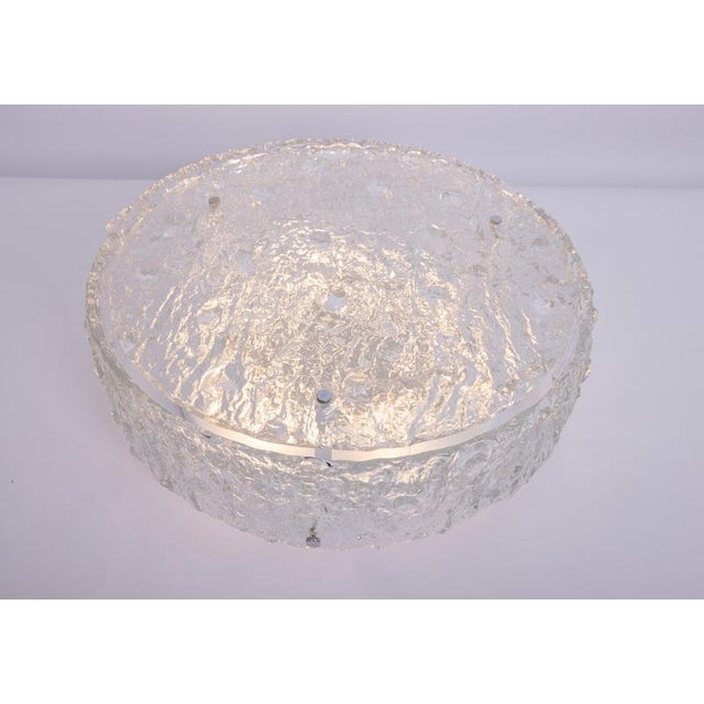 White Large Murano Glass Flushmount Fixture in the style of Kaiser, Germany, 1960s For Sale - Image 8 of 13