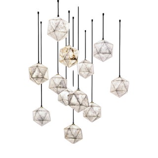 Meteorite Pendant Lamps by United Alabaster, Set of 12 For Sale
