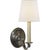 Channing Single Sconce in Bronze with Linen Shade Designer: Thomas O'Brien Finish: Bronze Height: 14" Width: 6" Extension:...