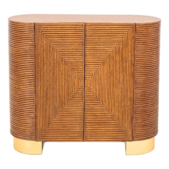 Brett Beldock for Cb2 "Avalon" Rattan Bar Cabinet For Sale