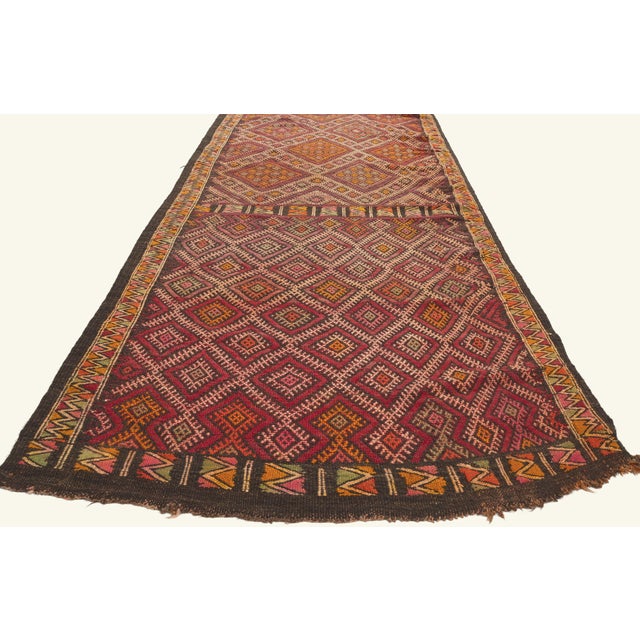 Berber Tribes of Morocco Vintage Zemmour Moroccan Kilim Rug, 03'11 X 33'04 For Sale - Image 4 of 11