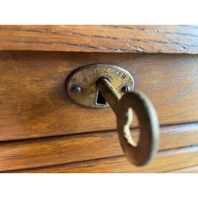 Large Oak Roller Shutter Cabinet For Sale - Image 3 of 10