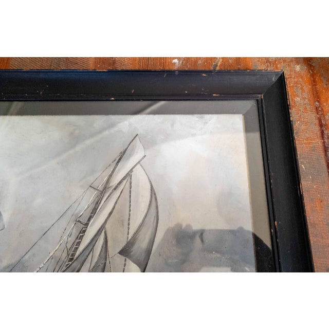 Late 19th Century 19th Century Oil Painting of America's Cup Yacht Race in Grisaille Palette For Sale - Image 5 of 17