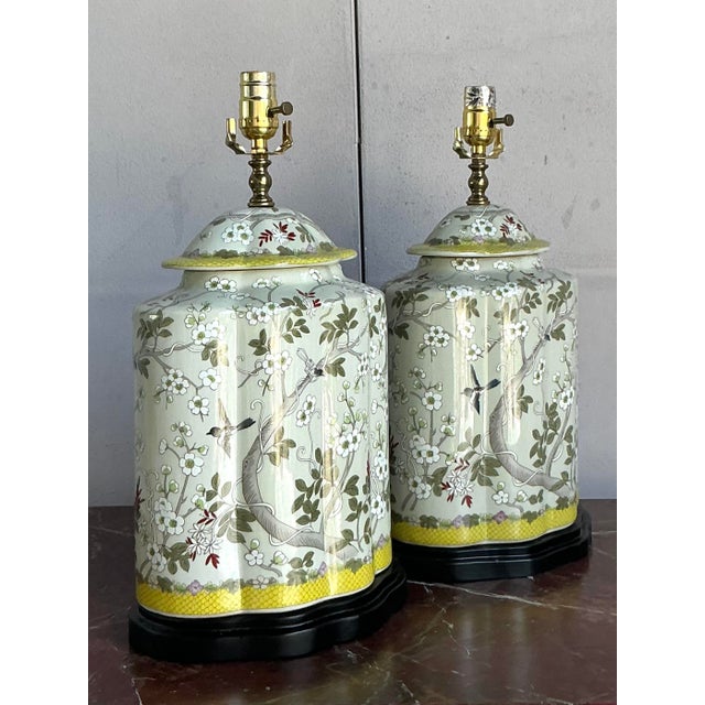 Evoke the timeless elegance of Park Avenue with this exquisite pair of vintage temple jar lamps, originally retailed by...