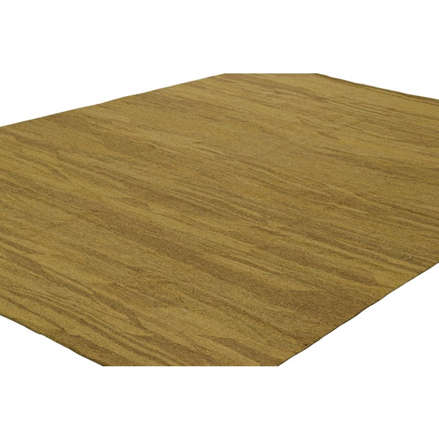 Rug & Kilim Rug & Kilim’s Contemporary Kilim With Chartreuse, Gold and Beige-Brown Tones For Sale - Image 4 of 7