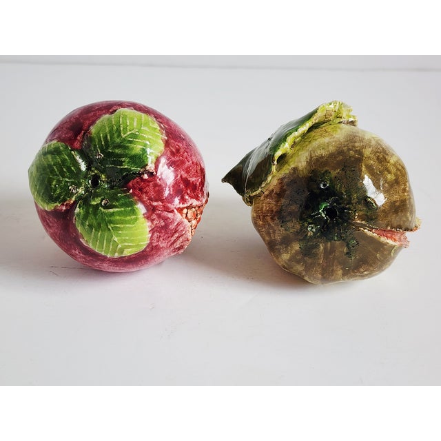 Persimmon Vintage Arte Italica Ceramic Decorative Fruits-Set of 2 For Sale - Image 8 of 12