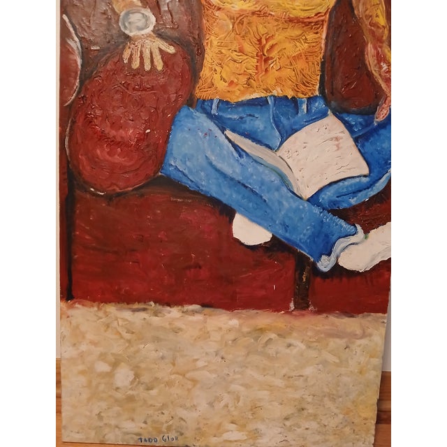 Figurative 1990s Portrait of a Lady Signed by Artist For Sale - Image 3 of 5