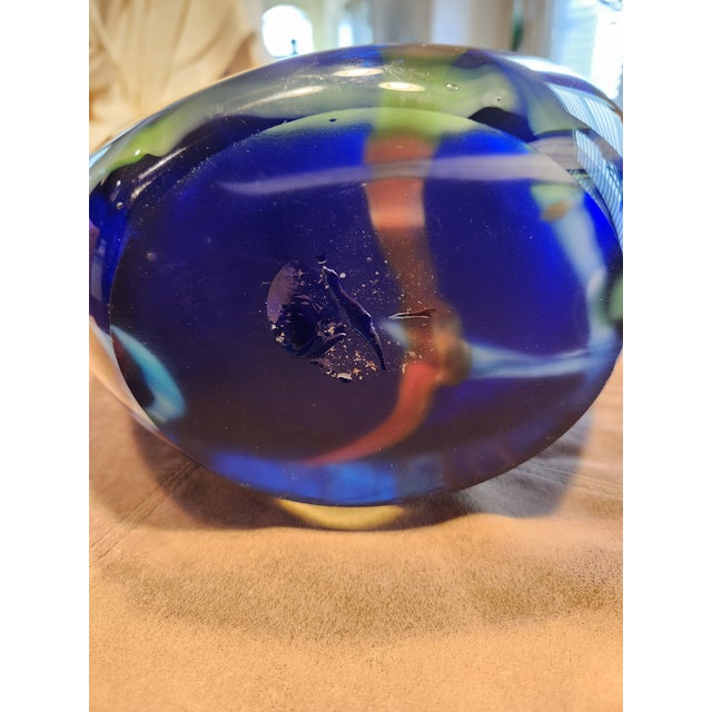 Blue Mid 20th Century Stunning 25" Murano Cobalt Blue Millefiori Vase Hand-Blown Statement Piece For Sale - Image 8 of 12