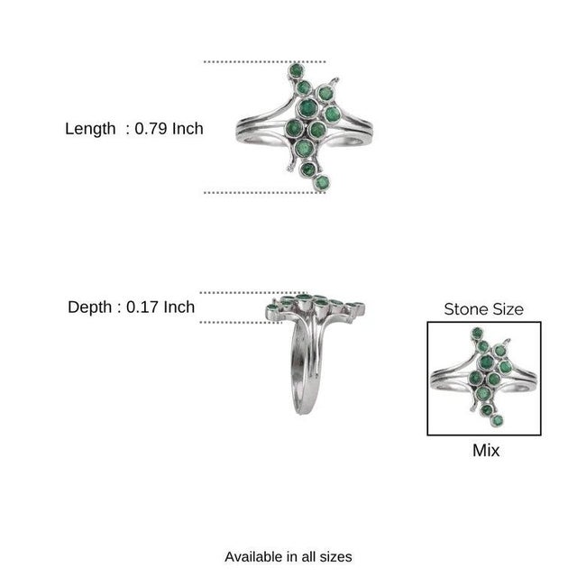 Artistic Abstract Vibrant Emerald Bubble Ring in 925 Sterling Silver, Size 8 For Sale - Image 10 of 12