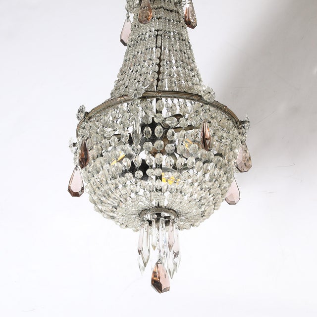 Hollywood Regency Crystal Beaded Chandelier W/ Gilt Bronze Fittings by Baccarat For Sale - Image 12 of 18