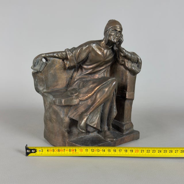 Antique Early 20th Century Dante Alighieri Sculpture in Metal For Sale - Image 9 of 11