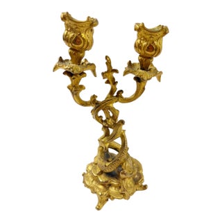 Late 18th Century French Baroque Guilded Candlestick For Sale