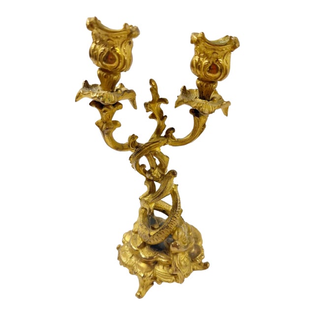 Late 18th Century French Baroque Guilded Candlestick For Sale