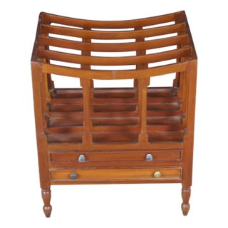 Vintage English Georgian Style Mahogany Canterbury Magazine Music Rack Drawers For Sale