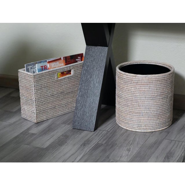 Wood Artifacts Rattan Rectangular Magazine Holder in White Wash - 16" For Sale - Image 7 of 9