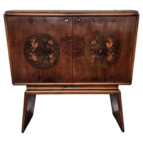 Vintage Italian Art Deco Bar Cabinet in Walnut, 1950s For Sale - Image 12 of 12