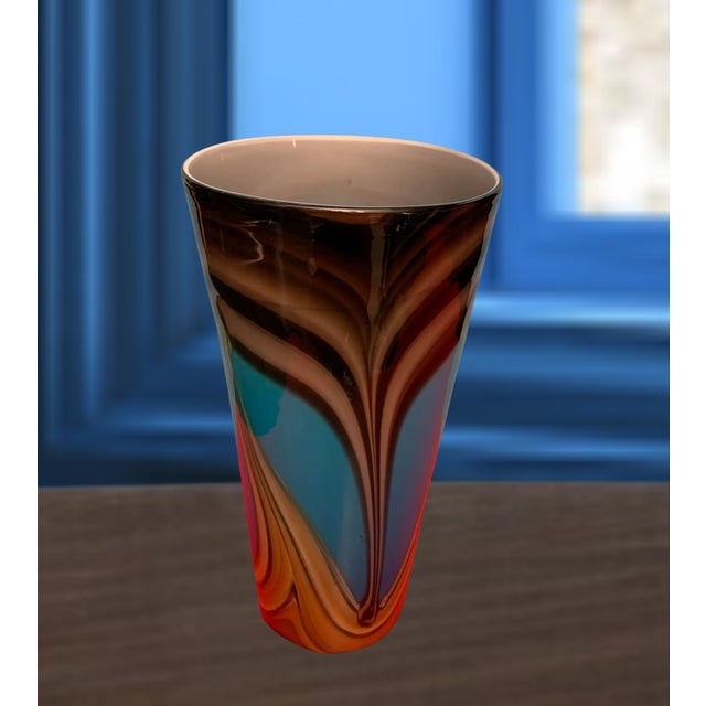 Dale Chihuly Art Glass Vase Earthy Multicolor Swirled Vase For Sale - Image 4 of 18