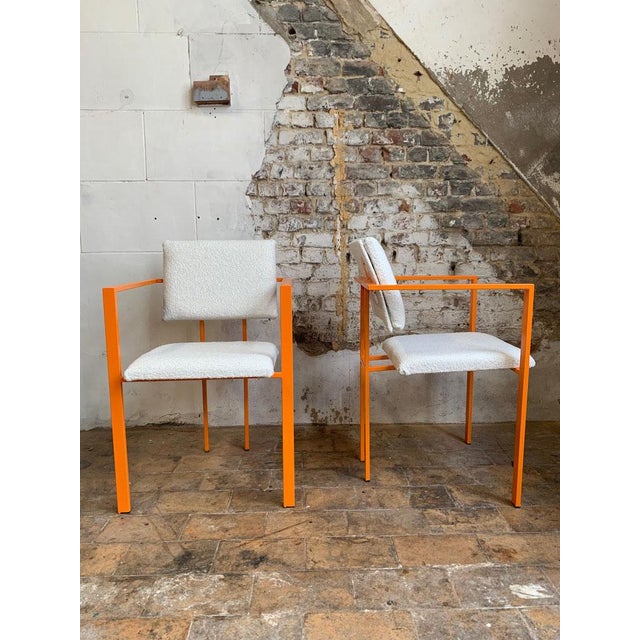 Set of Postmodern Orange Chair with Boucle, 1970s For Sale - Image 12 of 14