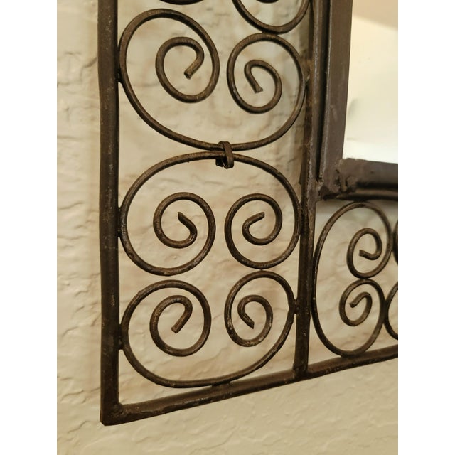 Moroccan Small Size Wrought Iron Arched Mirror For Sale - Image 4 of 6