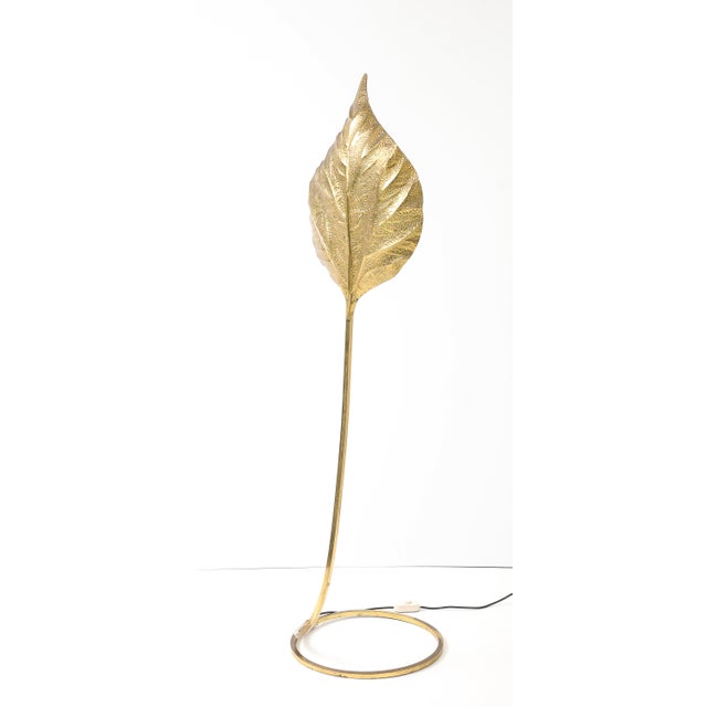 1970s Italian Rabarbaro Brass Leaf Floor Lamp, Bottega Gadda For Sale - Image 9 of 10