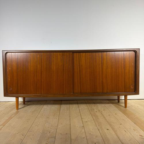 Wood Mid-Century Modern Teak Sideboard with Sliding Doors, 1960s For Sale - Image 7 of 16
