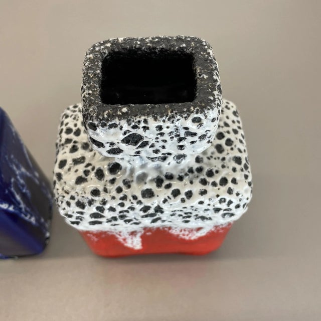 Blue Blue-Red Pottery Fat Lava Glaze WGP Vases from Jopeko, Germany, 1970s, Set of 2 For Sale - Image 8 of 18