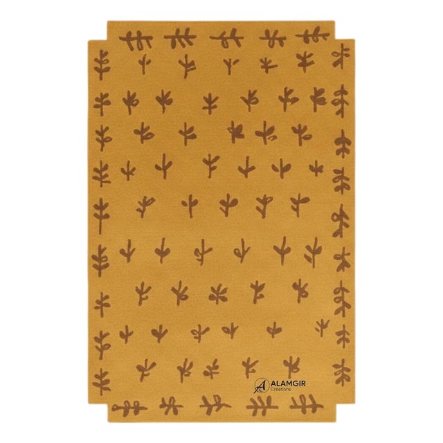 Mustard Meadow Hand-Tufted Newzealand Wool Area Rug For Sale