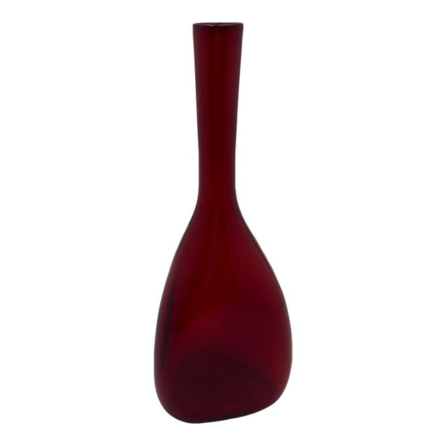 Long Necked Modernist Glass Vase by Gunnar Ander for Elme Glasbruk, 1960s For Sale