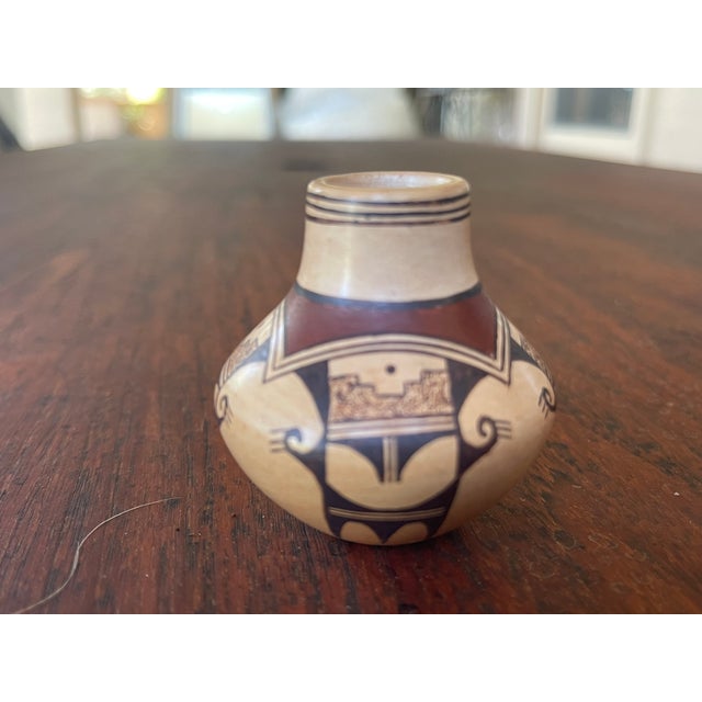 Native American Native American Hopi Tewa Miniature Polychrome Clay Sikyatkirevival Pot For Sale - Image 3 of 7