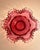 Mid-Century Modern Vintage Fenton-Style Cranberry Thumbprint Pattern Ruffled Rim Glass Bowl For Sale - Image 3 of 6