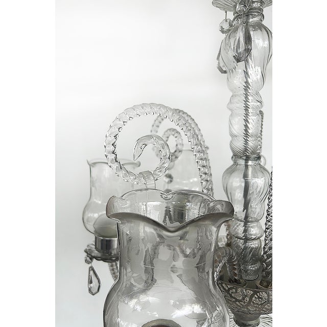 Vintage Murano Glass, Crystal Chandeliers, Hurricane Shades, (2) Available For Sale - Image 4 of 7
