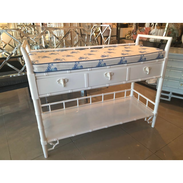 Vintage Lilly Pulitzer Boys Faux Bamboo White Lacquered Baby Changing Table For Sale - Image 12 of 12