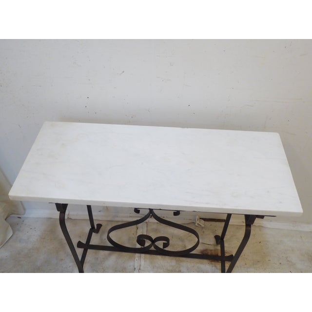 Traditional Vintage Iron & Marble Garden Table For Sale - Image 3 of 4