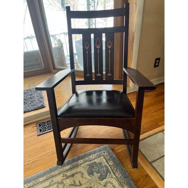 Stickley Rocker Harvey Ellis W Inlay For Sale - Image 12 of 14