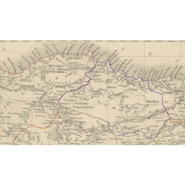 Gold Antique Map of Turkey in Asia, 1850 For Sale - Image 8 of 11