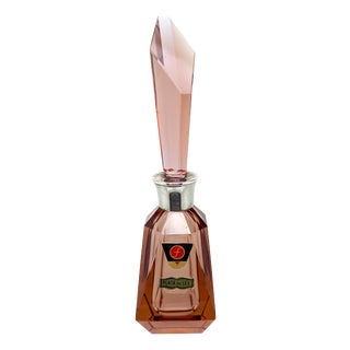 Vintage Perfume Bottle in Pink Crystal Glass with Silver Collar, Spain, 1940s For Sale
