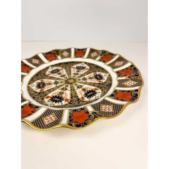 1980s Royal Crown Derby Old Imari 1128 Fluted Dessert Plate For Sale - Image 6 of 11